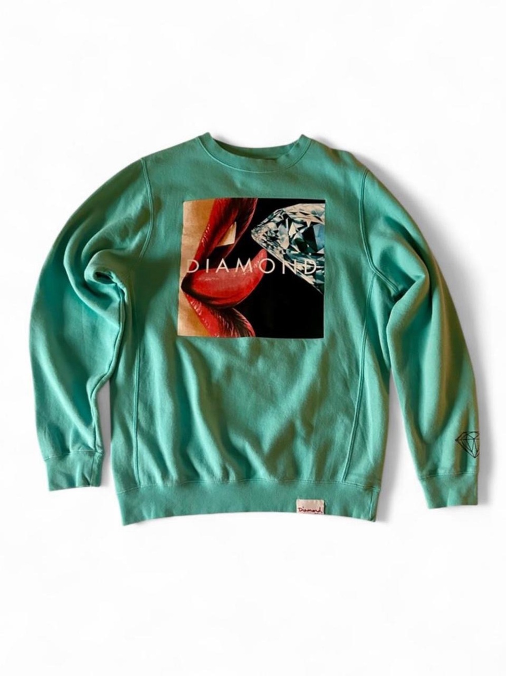 Diamond Supply Co. Mint Green Lips & Diamond Graphic Crewneck